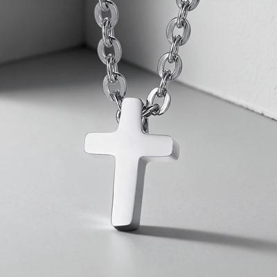 Kleiner Kreuzanhänger Halskette Für Damen Herren Edelstahl Glatt Religiös Christlich Gebets Schmuck Geschenke