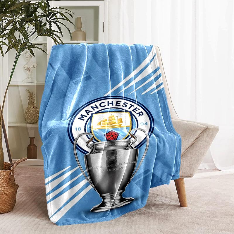 1pc Blanket - Manchester City Football Club Print Design, Lightweight Blanket for Sofa, Bed- Soft &Warm, Gift for All Seasons