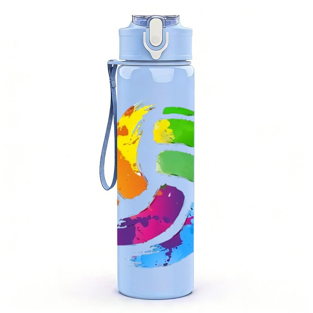 1PC Colorful Volleyball Sport Print 750ml Color Plastic Sports Water Bottle Leakproof Flip Straw Lid Suitable for Sports Office Home Use
