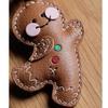 Handmade Leather Gingerbread Man KeyChain Cute Christmas KeyRing Bag Charm Christmas Ornament with Gift Box