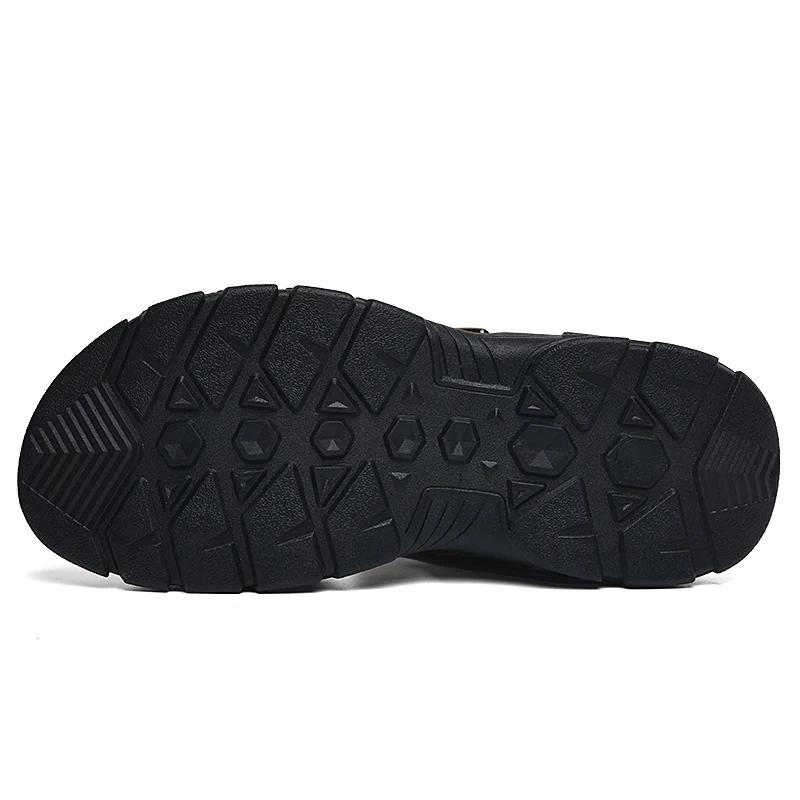 Genuine Leather Men'S Sandals Summer Leisure Men Shoes High Quality Soft Casual Sandals For Men Beach Hiking Men'S Shoes Size 46