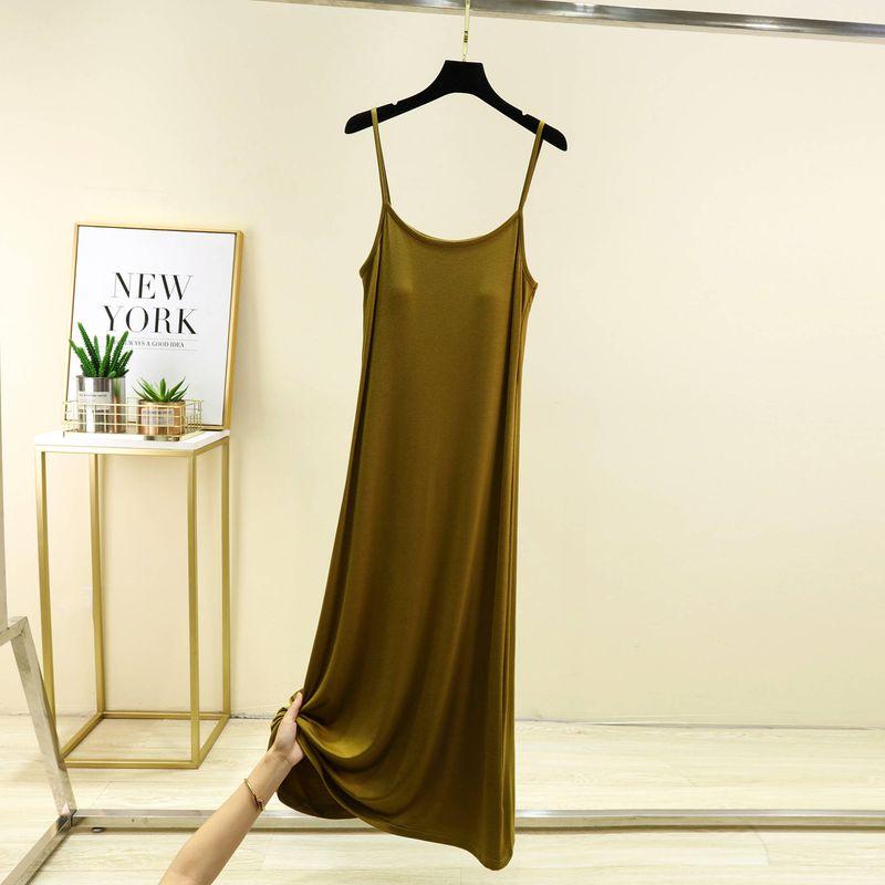 Thin Bra-Free Sleeping Dress Loose Modal Mid-Length Sling Dress Plus Size Slimming Outside Wear Lined Bottoming Skirt