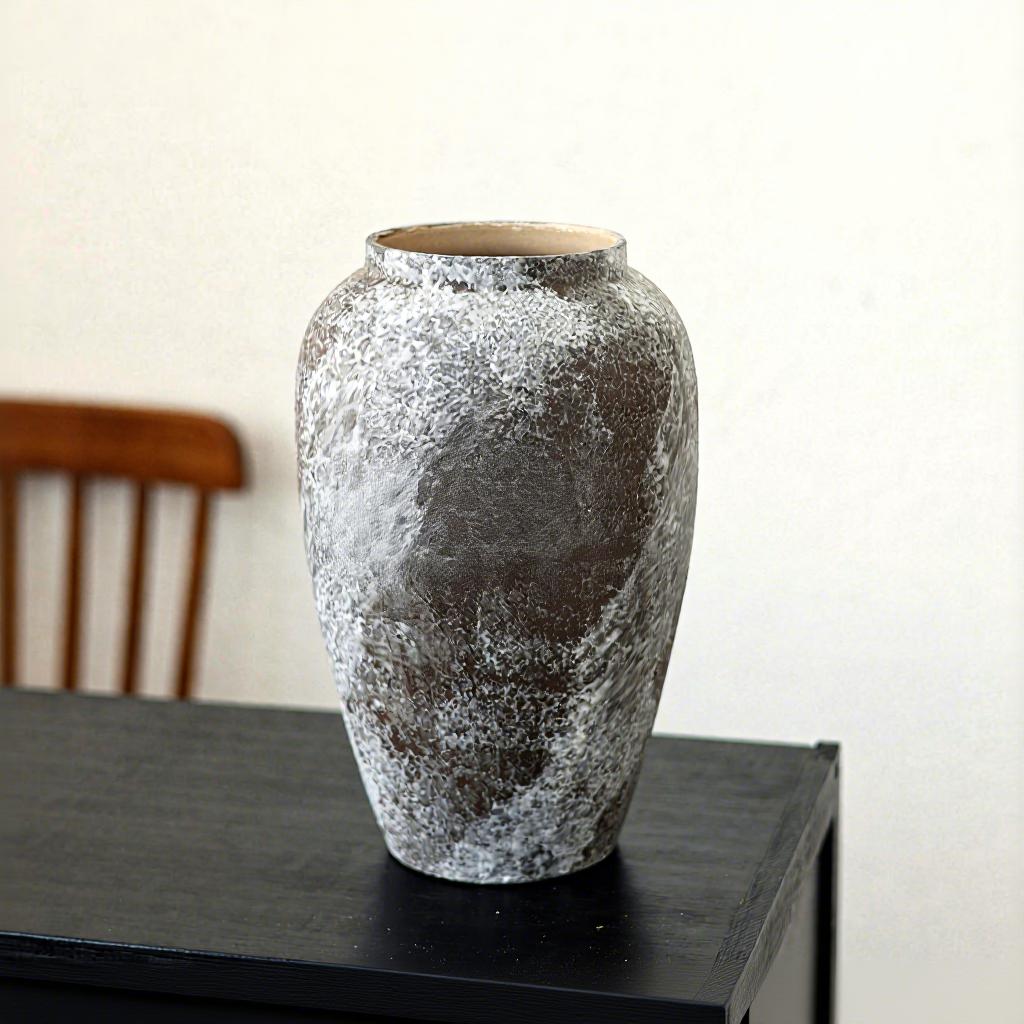 French Retro Wabi-Sabi Style High-End Ceramic Vase Jingdezhen Pot Living/Dining/Bedroom/Office Flower Arrangement Decor Dried