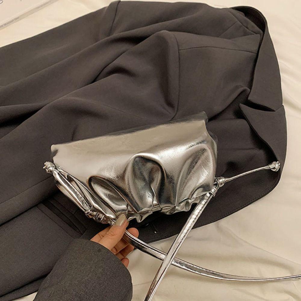 Korean Style Soft PU Shoulder Bag Dumpling Party Clutch Bag Mini Banquet Cloud Bag  Women