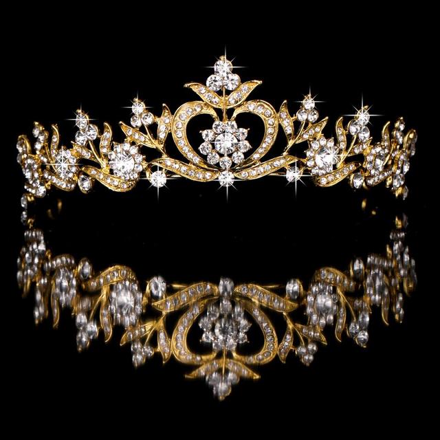 Bride Crown Big Rhinestone Pearl Queen Headdress Bridesmaid Head -Mounted Wedding Accessories Decoration