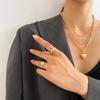 French Light Luxury Heart-Shaped Stacked Chain Temperament Love Necklace Women'S Niche Neck Chain Collarbone Chain Ring Set