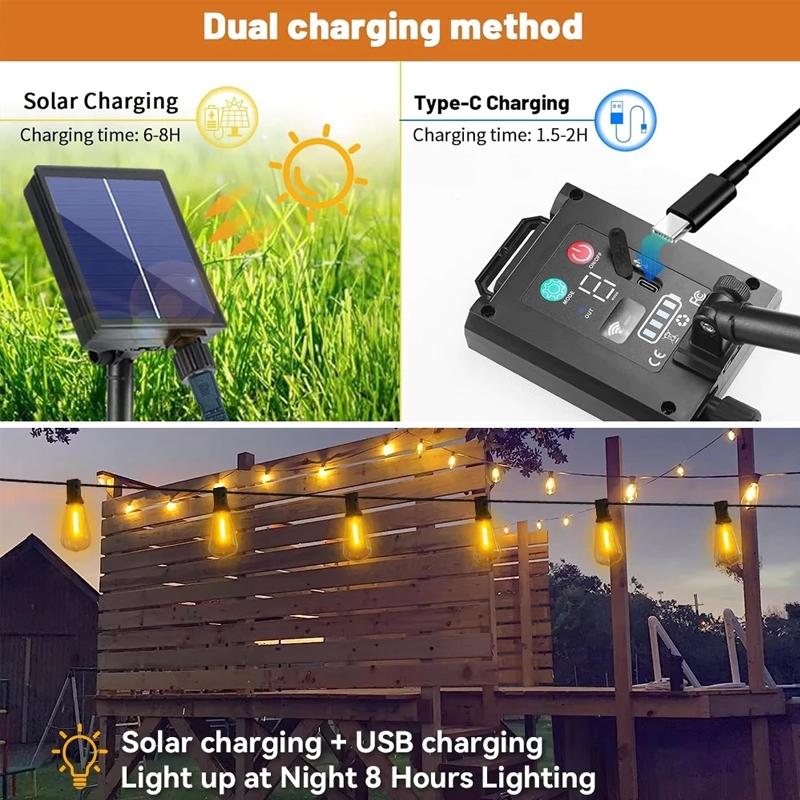 10/15/25/30 Bulbs LED String ST38 Lights Waterproof Dimmable LED Bulbs Lights Shatterproof Connectable Outdoor String Light Cafe