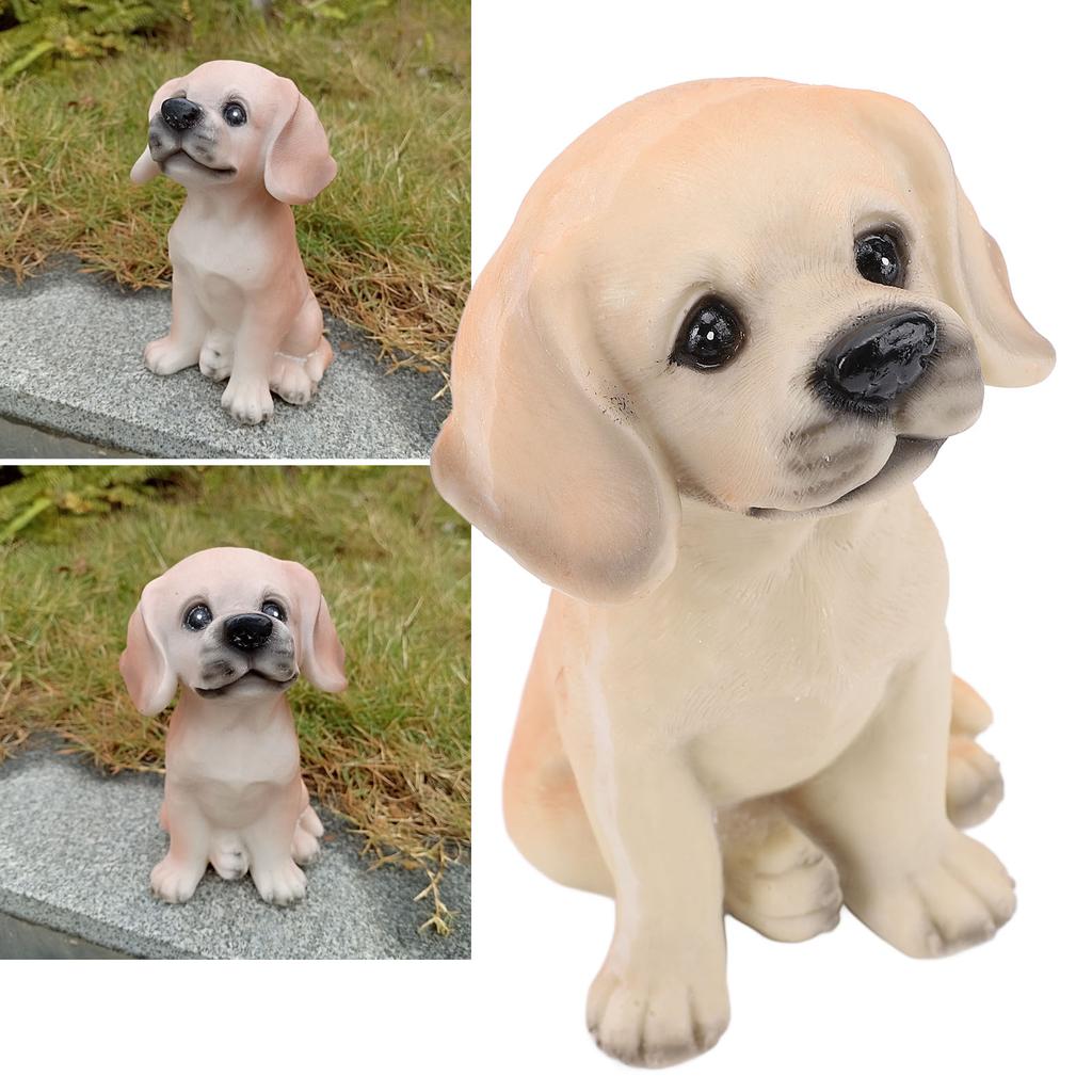 Yellow Labrador Puppy Figurine 7.5x7.5x14cm Cute Resin Sitting Labrador Dog Statue Desktop Ornament