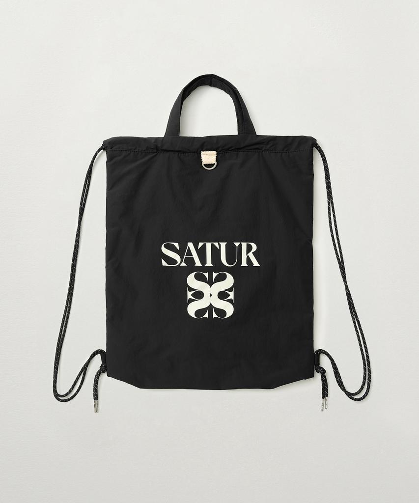 Satur Solid Drawstring Bag Black