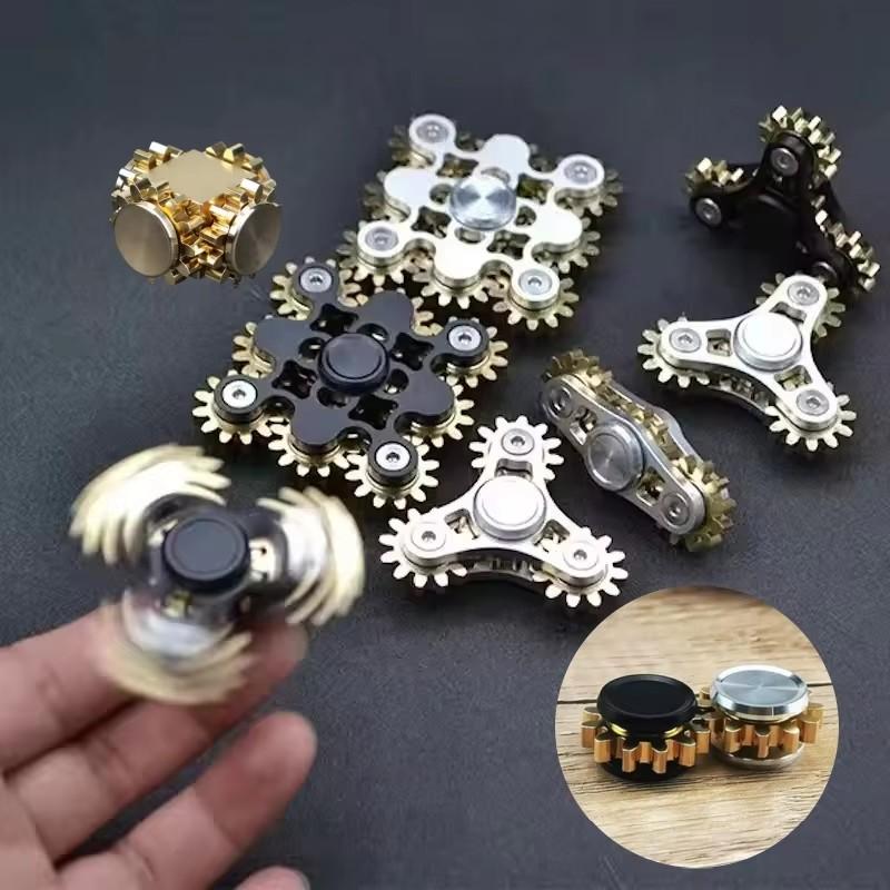 Lure Mechanical Gear Fingertip Gyroscope Copper Fidget Nine Tooth Linkage EDC Metal Alloy Rotor Focusing Decompression Toys