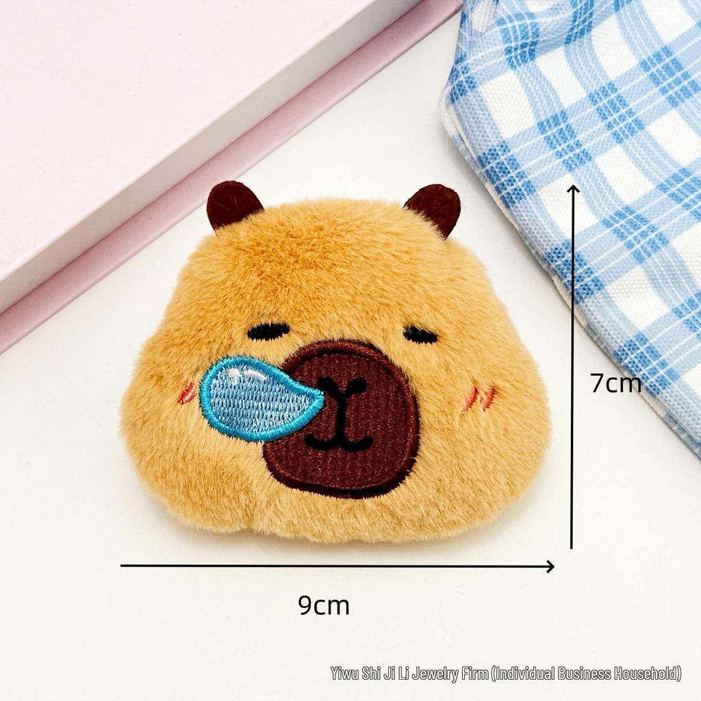 Cartoon Cute Sleeping Capybara Squeaking Pendant Plush Emoji Pin Accessories