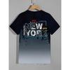 Camiseta masculina casual manga curta estampa do alfabeto de Nova York gola redonda camiseta masculina roupas grandes roupas de rua ao ar livre camisetas masculinas