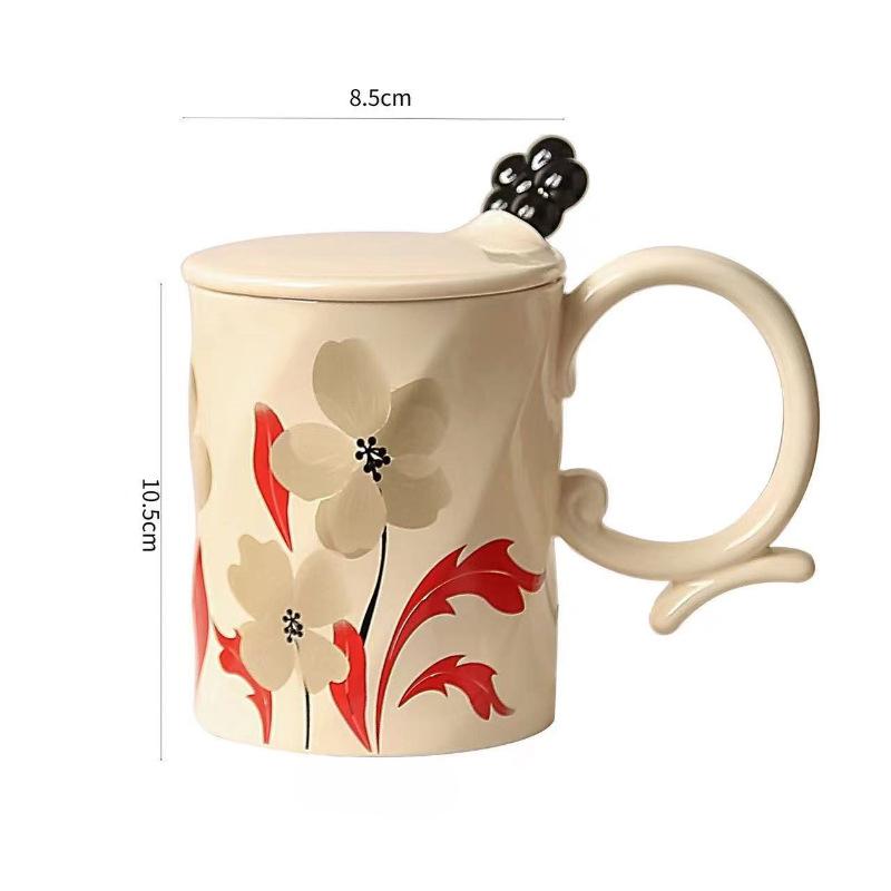 Cream Glue Cup Classical Ceramic Cup Flowers Creative Office Home Souvenir Coffee Cup Afternoon Tea Cup