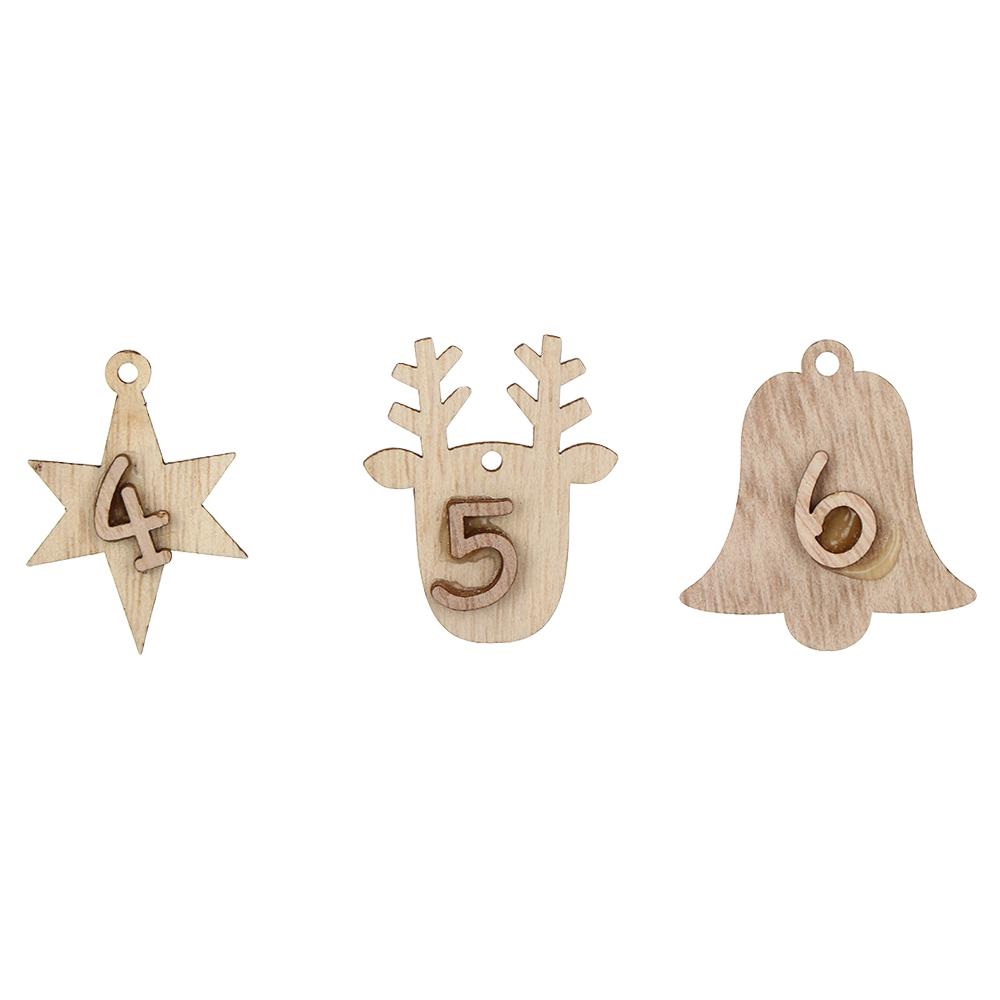 Decor Clips Ornament Wooden Pendant Christmas Advent Calendar Countdown Hanging Tags Number Label