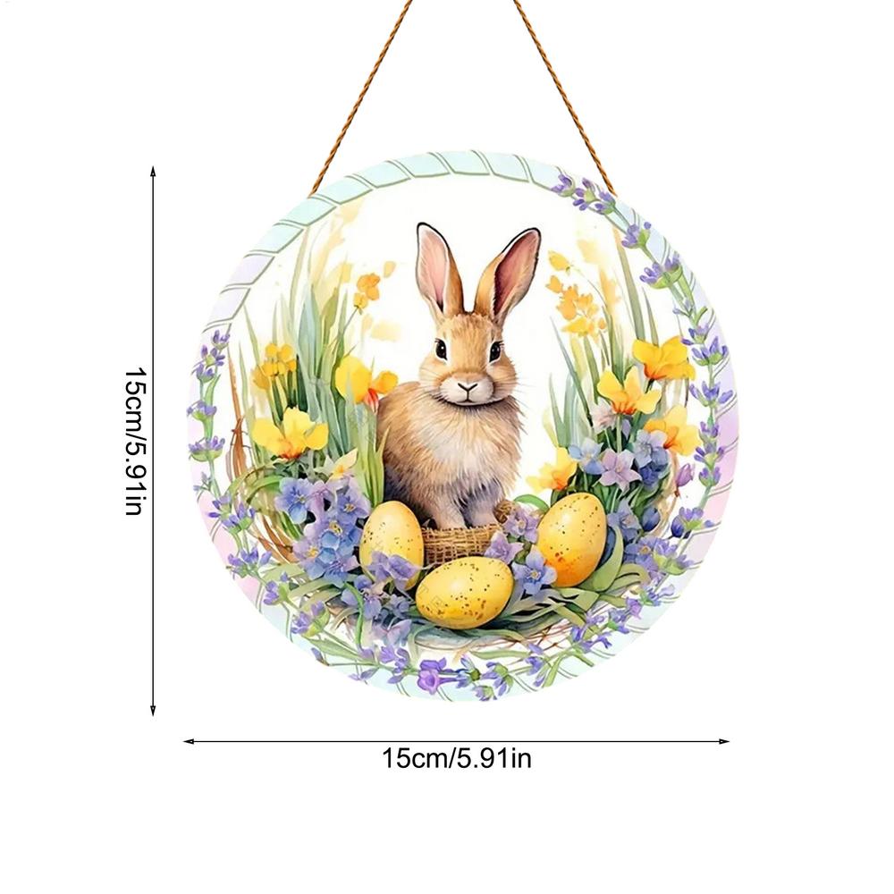 

2D Acrylic Bunny Ornaments Easter Egg Design Holiday Scene Pendant Christmas Tree Decorations Easter Home Decor