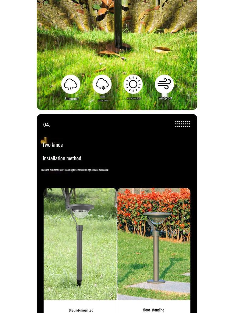 Super Bright LED Solar Lawn Light - Waterproof, Energy-Saving for Gardens, Courtyards, and Villas