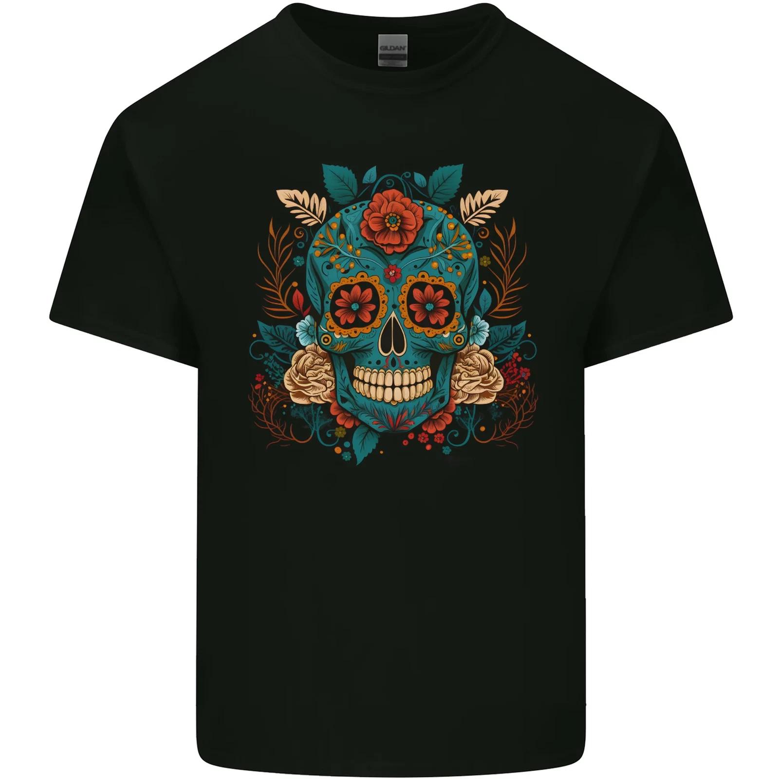 Day of the Dead Sugar Skull DOTD Kids T-Shirt Childrens 4XL