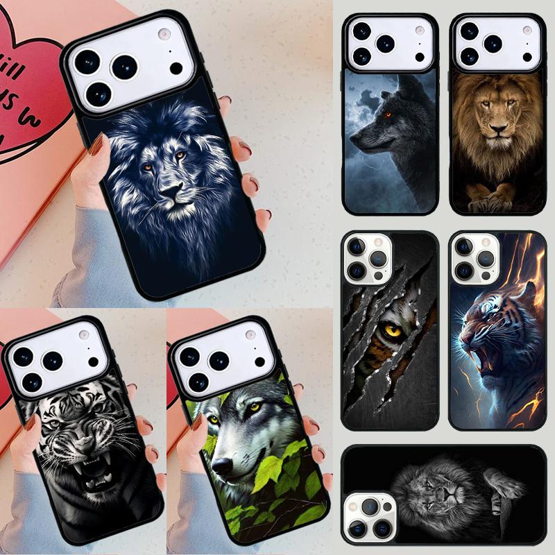 Animal Lion Wolf Tiger Phone Case For iPhone 17 Air 14 15 13 12 Max Cover For Apple 14 15 16 16e 11 Pro Max Plus Coque