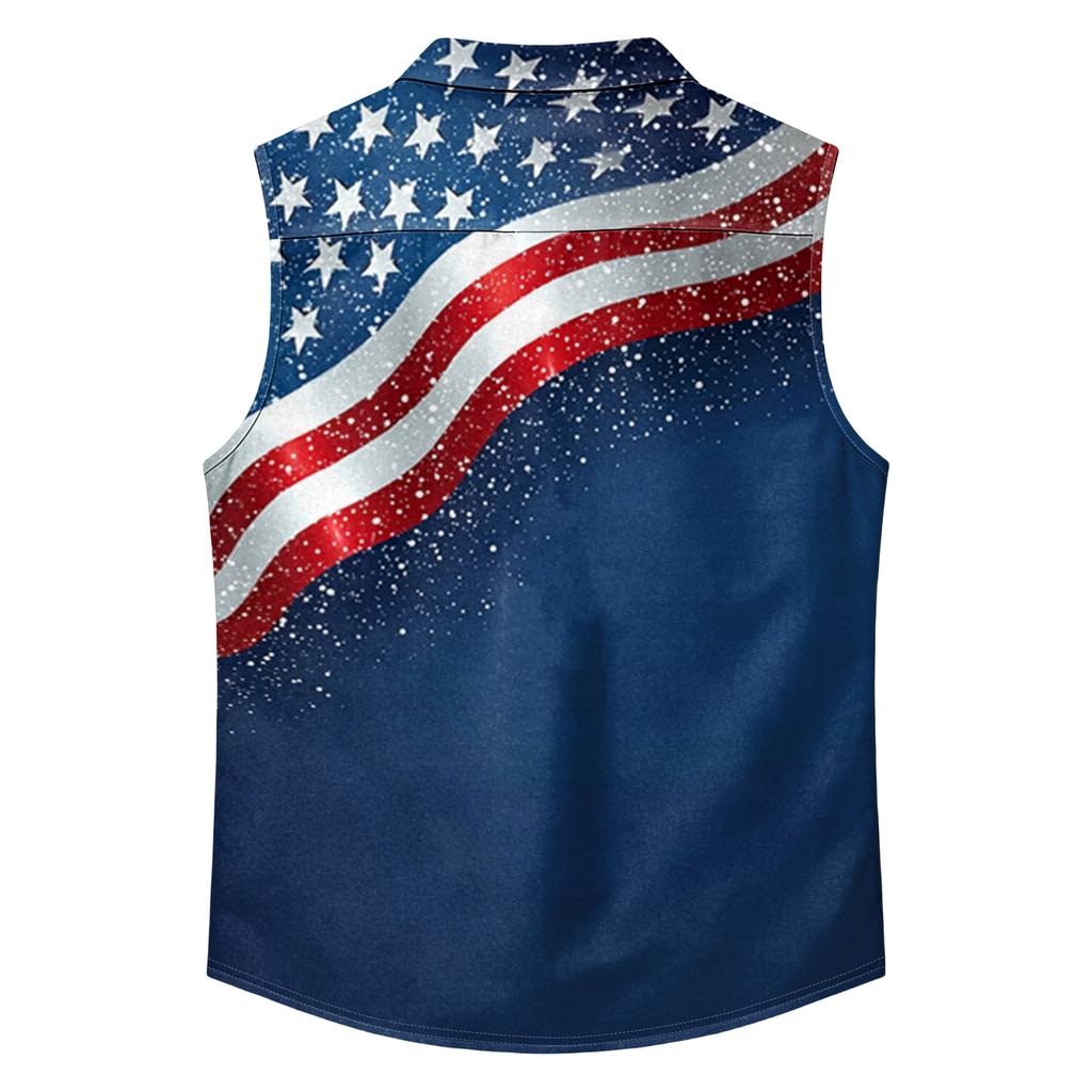 Men's Workwear Lapel Button-Down Vest Shirt - Lightweight Sleeveless Top