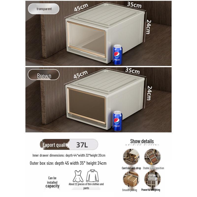 Transparent Plastic Drawer Storage Box – Large Capacity Clothing Organizer