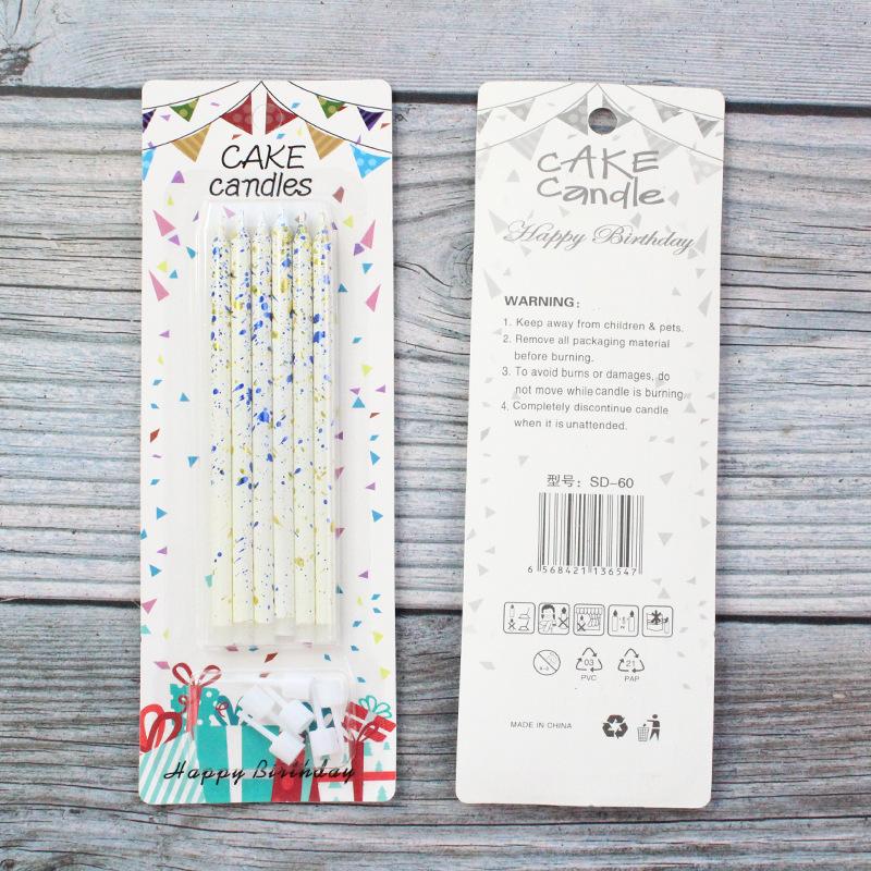 New Gold Stamping Card 6-pack Long Pole Candles Creative Party Baking Decorative Art Pencil Candles