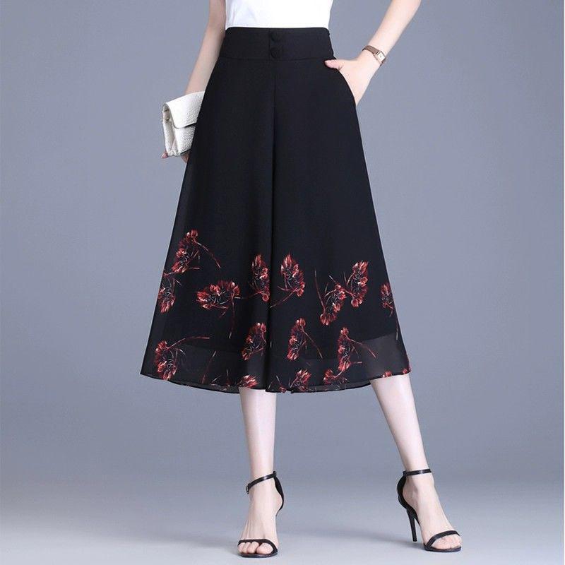 2026 Petite High Waist Floral Wide-Leg Culottes - Summer Thin Style