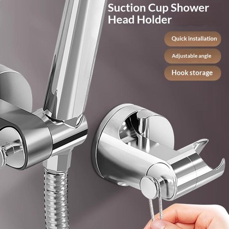 No Drill Suction Cup Shower Head Holder Adjustable Wall Mounted Shower Bracket Universal Bathroom Shower Base Accessories