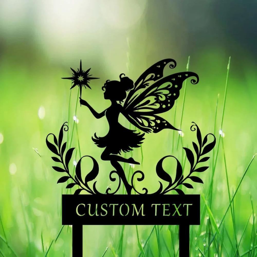 Metal Fairy Garden Stake Personalized Flower Bed Decoration Outdoor Gift