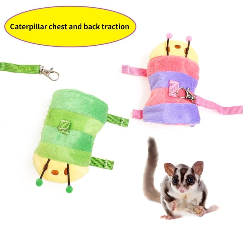 Small Animal Harness and Leash Set Soft Plush Pet Harness with Safe Bells No Pulls Comfort Plush Vests for Small Pet