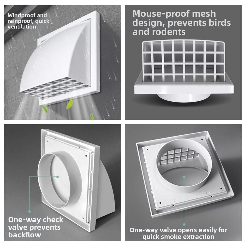 ABS Material Exterior Wall Ventilation Grille Rainproof Design With Valve Exhaust Vent Cover Wall Air Vent Outlet Cover