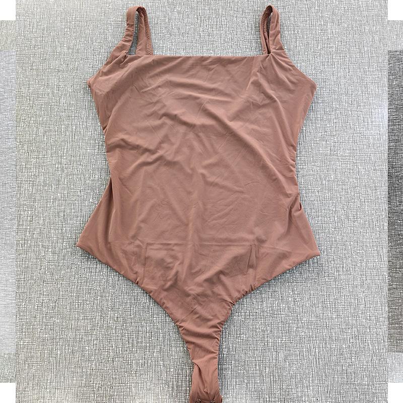 

Большой размер Женское Высокоэластичное утягивающее цельное нижнее белье с круглым вырезом Боди для йоги Твердое, благоприятное для кожи Корректирующее белье L