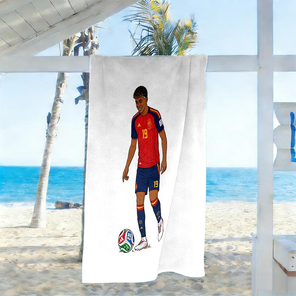 Lamine Yamal Spain Soccer Player Beach Towel Super Soft Microfiber Quickdry Fabric Comfortable Lightweight