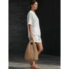 Spring and Summer European and American Women's Clothing Solid Color V-neck Linen Cotton Casual Top and Shorts Set Two-piece Set