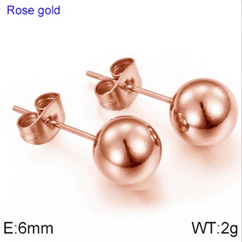 European & American Titanium Steel Round Bead Women's Stud Earrings - Simple Street Style Accessories