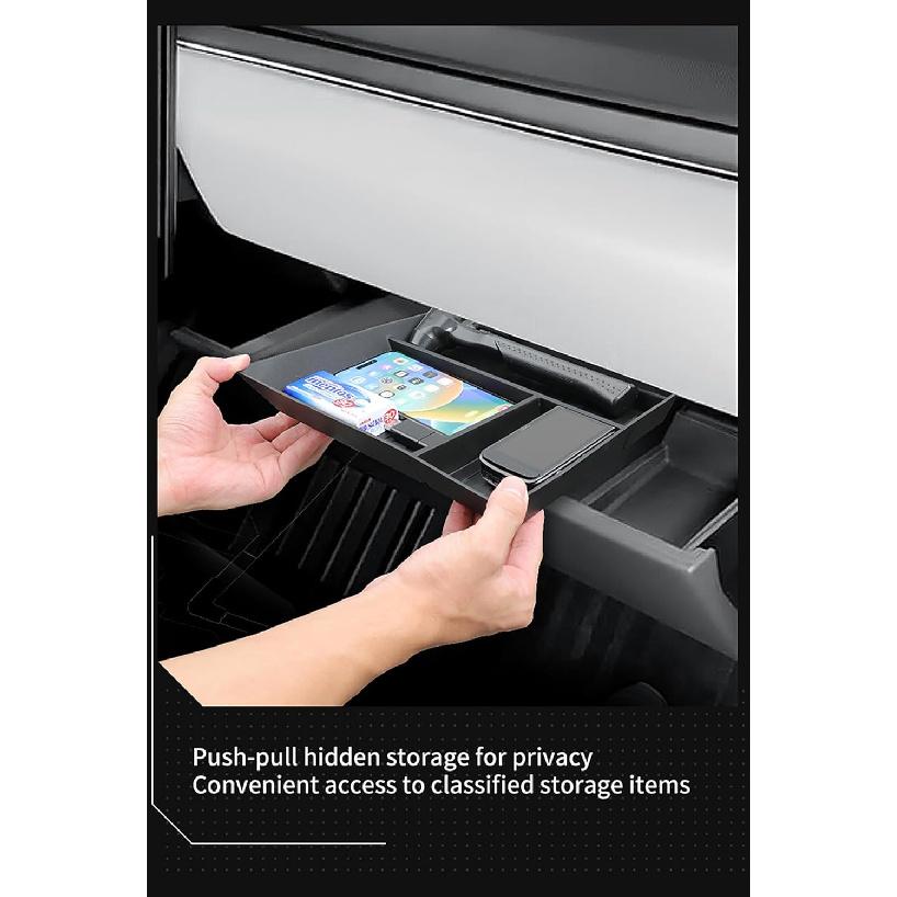 LUCKEASY 2PCS Glove Box Compatible with Tesla Cybertruck 2024 2025 Center Console Passenger Organizer Tray Drawer Storage Box TPE for 2024 2025 Tesla