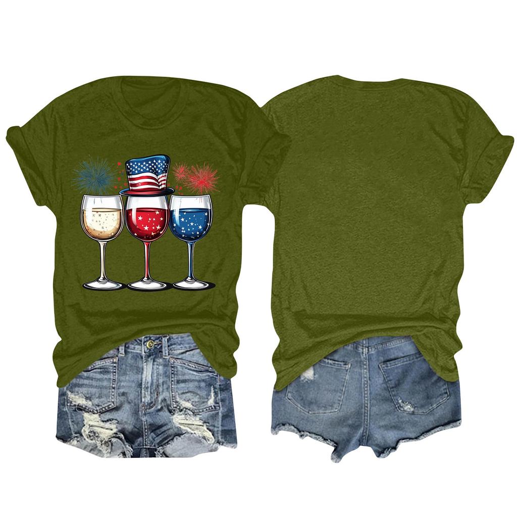 Women's Fashion Plus Size Vintage LA Print Casual Short-Sleeved Top