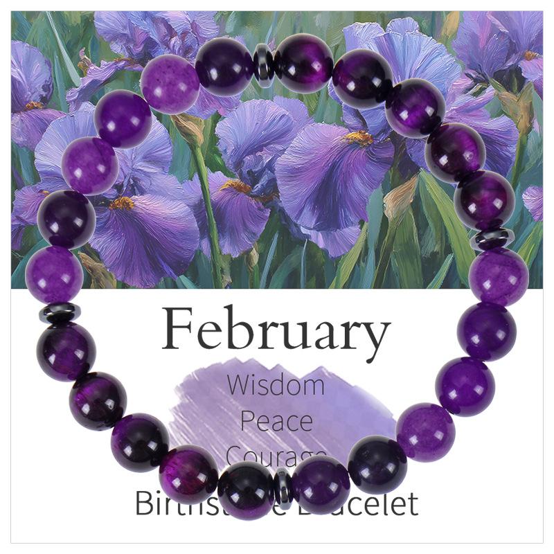 8mm natural stone crystal flower bracelet, peacock stone, birthstone, bead, bracelet, Christmas gift, Stocking stuffers