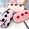 Cherry Cake Plush Pencil Pouch Large Capacity Stationery Case Cute Pen Holder for School Supplies Makeup Brushes