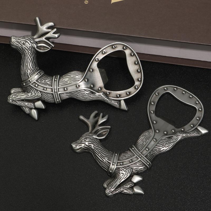 Metal Elk Bottle Opener Refrigerator Sticker Antique Zinc Alloy Animal Beer Bottle Opener