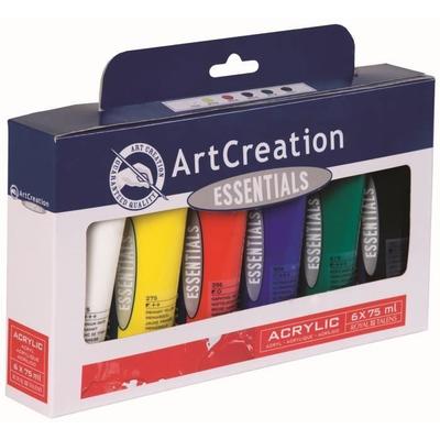 Acrylic Paint Set - Artcreation - 6 Tubes 75ml - Blue - Satin Finish