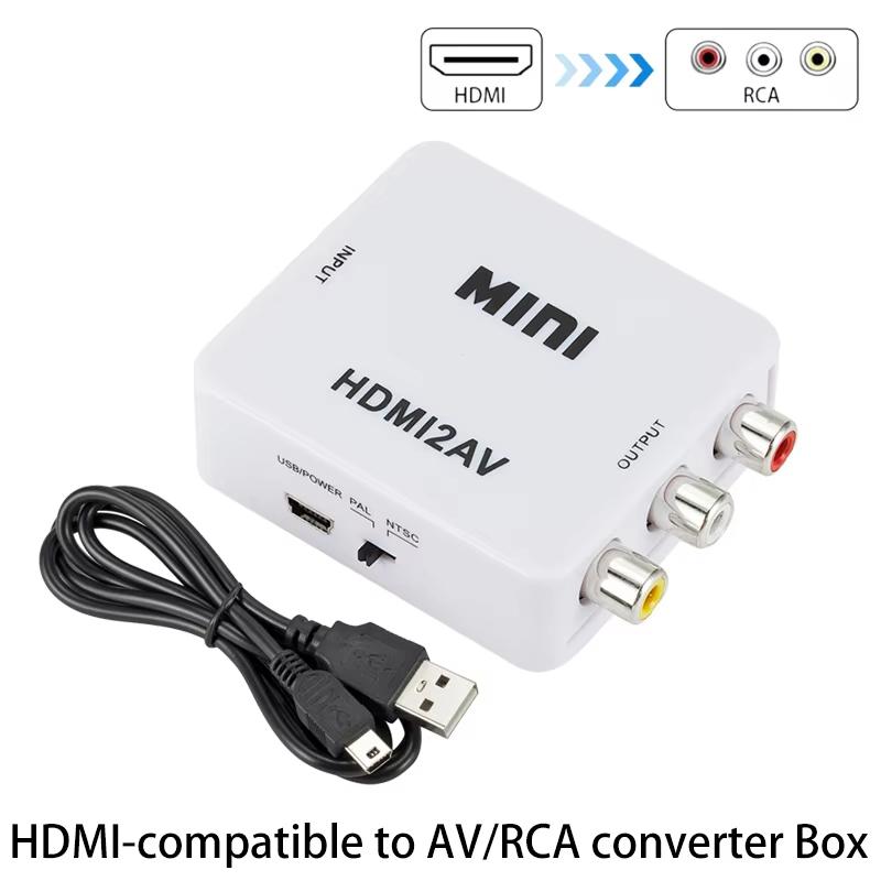 HDMI-compatible To RCA Video Scaler Converter Box 1080P Video Composite Adapter HDMI2AV Adapter With 3.5mm Audio Cable For TV PC