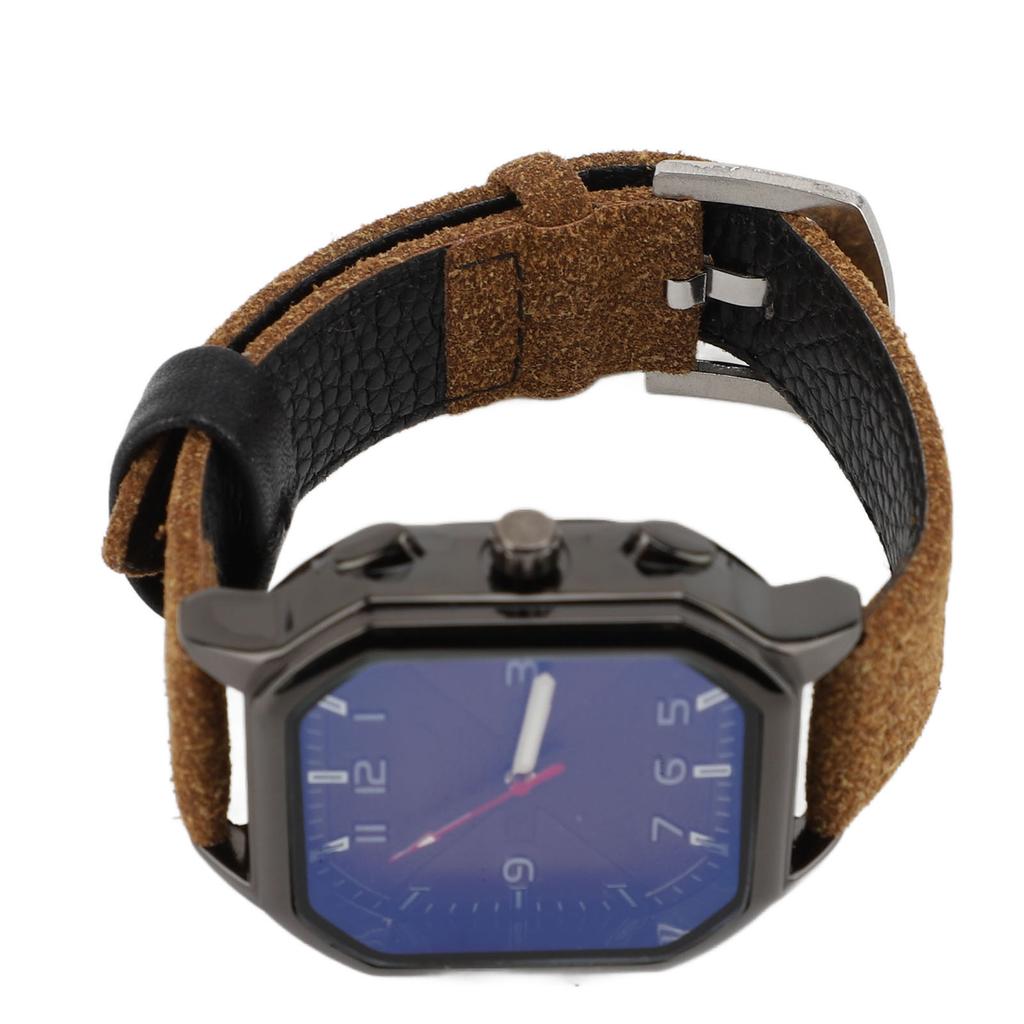 Men Watch Quartz Movement Leather Strap Stylish Retro Wristwatch for Indoor Outdoor Activities Daily Sports