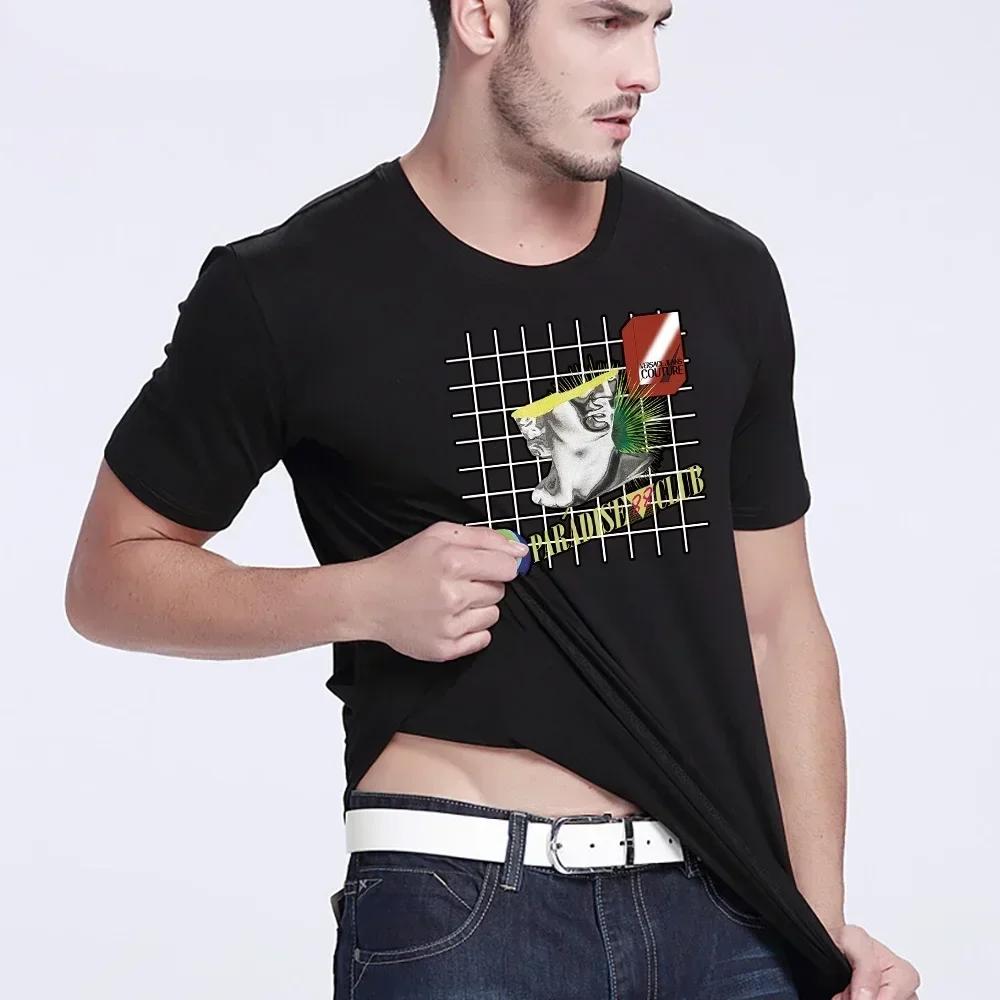 Summer New Mens T Shirts Loose Clothes Short Sleeve Fashion Sculpture Printed O Collared Tshirt Casual Harajuku Home Pullover