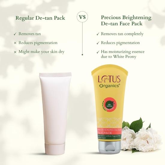 Lotus Organics+ Brightening De-Tan Face Pack | For Soft, Glowing & Radiant Skin 100G