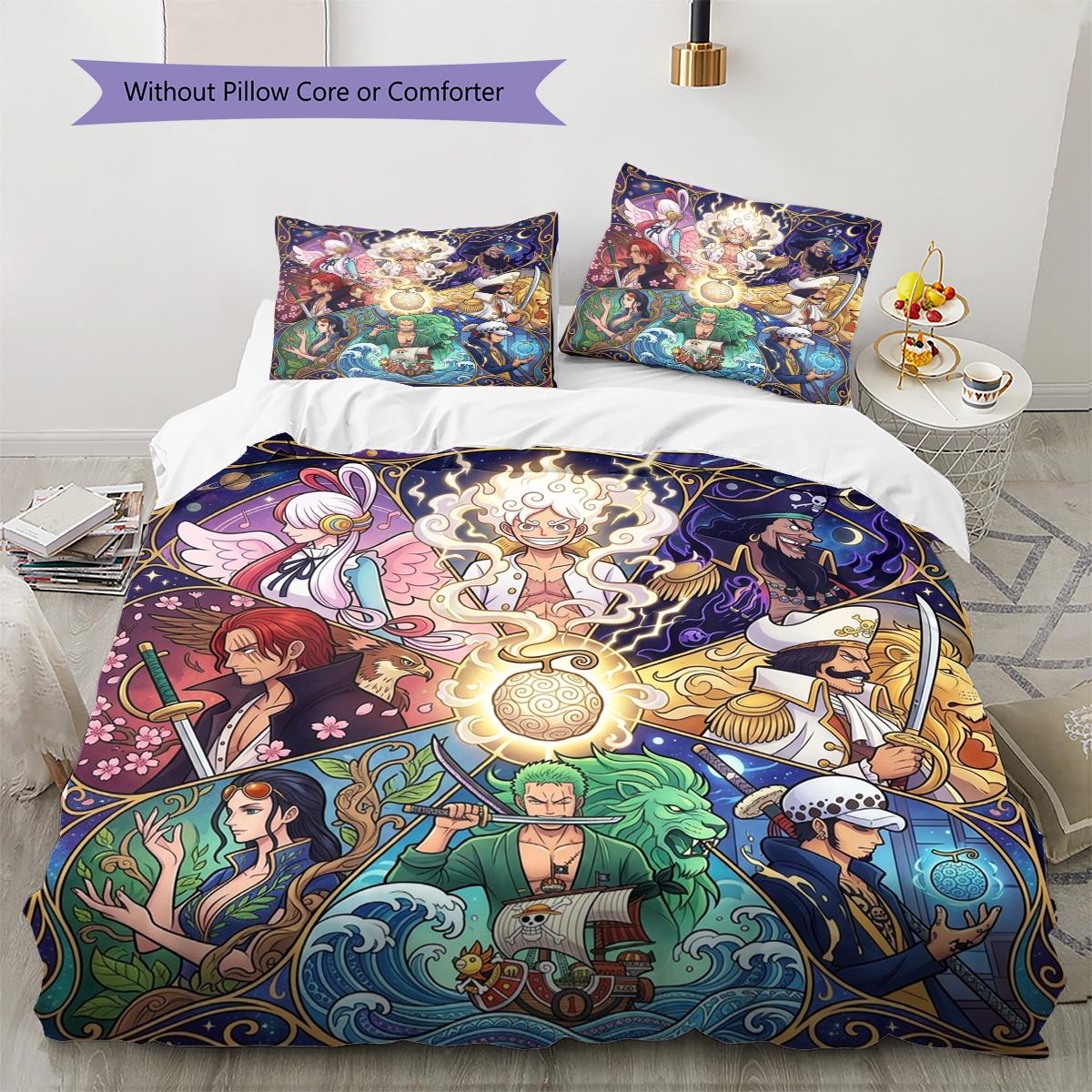 

One Piece Luffy Pattern Bedding Quilt Set Quilt Cover Pillowcase Home Decoration Birthday Gift (1 * duvet cover + 2 * pillowcase, without core) 135x200cm