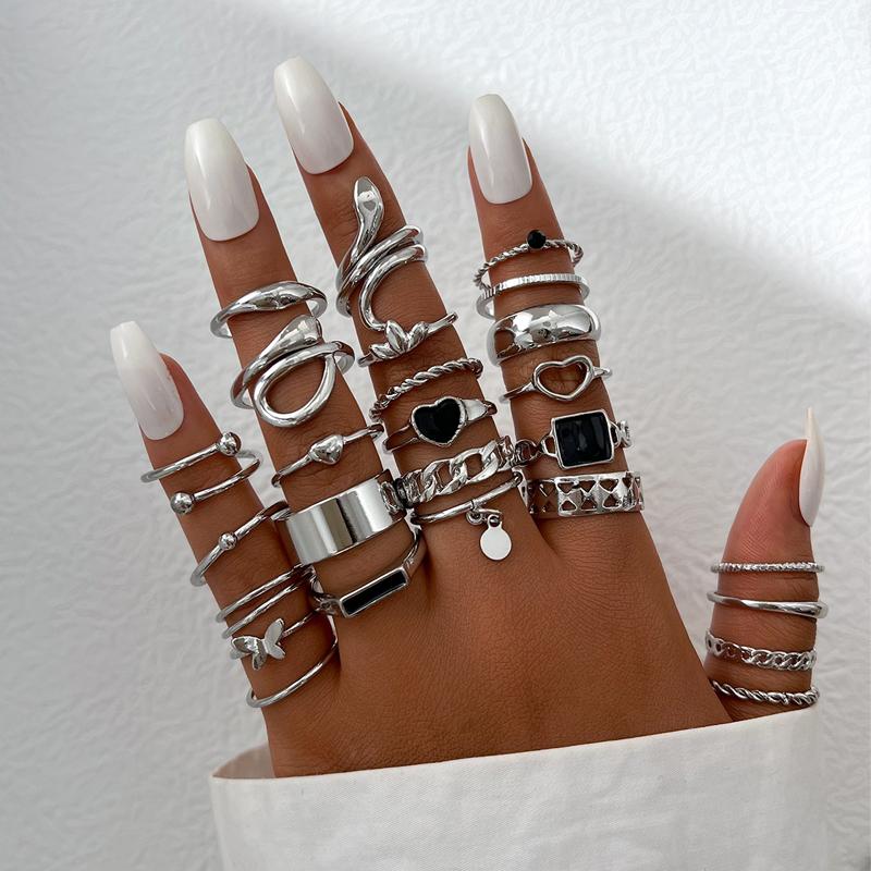 Set di 12 Anelli a Forma di Cuore Colore Oro per Donna Moda Zirconia Cubica Stella Geometrici Anelli da Dito Femminili Semplici alla Moda Gioielli Regali