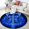 Viking Battle Axe,Round Area Rug,Carpet Rug for Living Room Bedroom Sofa Playroom Decor,Non-slip Floor Mat
