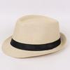 Jazz hat, linen solid color top hat, men's and women's crimped couple's sun hat