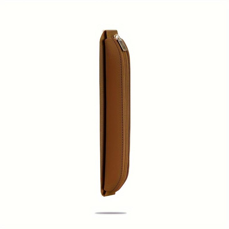 1pc Faux Leather Pen Case with Zipper Portable Elastic Sleeve for Notebooks, Irregular Shape, Daily Office Supplies