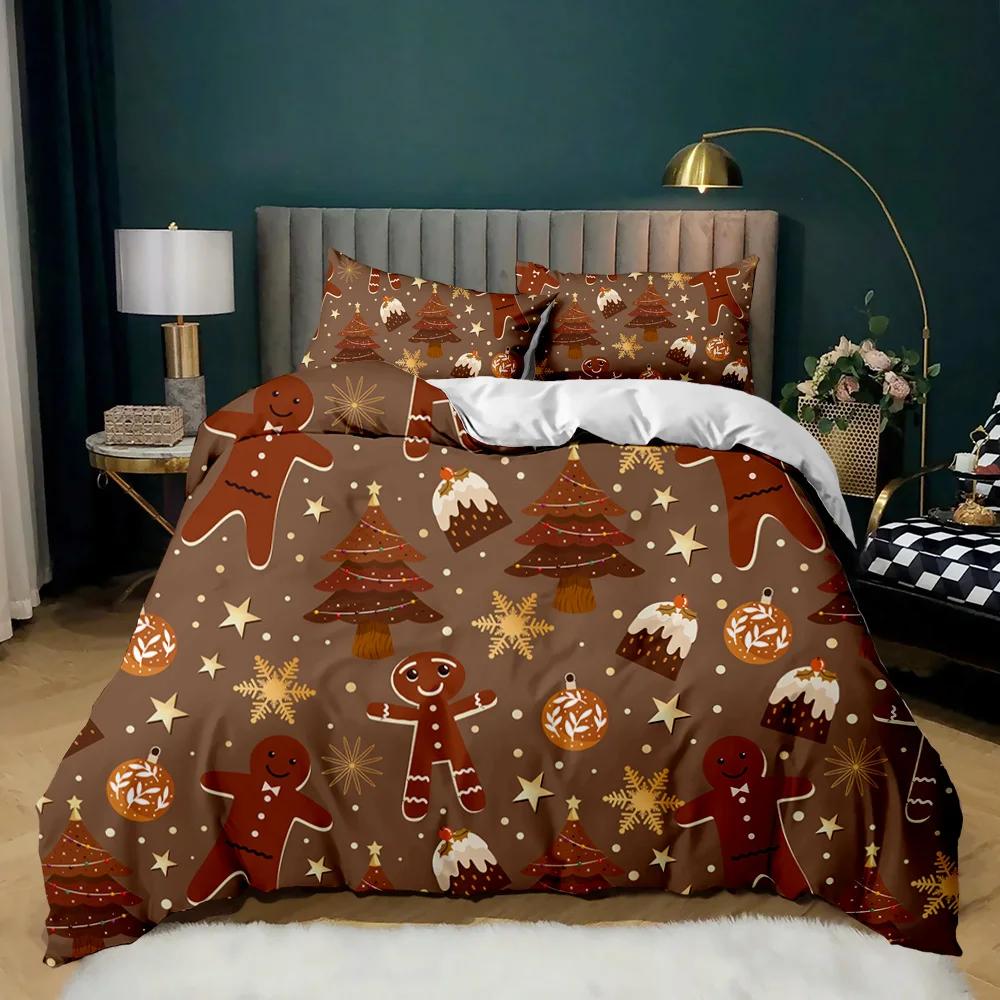 Christmas Duvet Cover Merry Christmas Tree Stockings Green Background Twin Bedding Set Double Queen King Polyester Qulit Cover